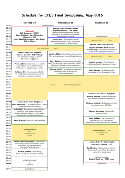 Schedule for ICE3 Final Symposium, May 2016