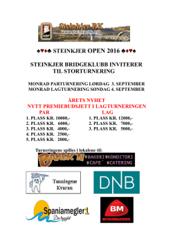 steinkjer open 2016 steinkjer bridgeklubb inviterer til