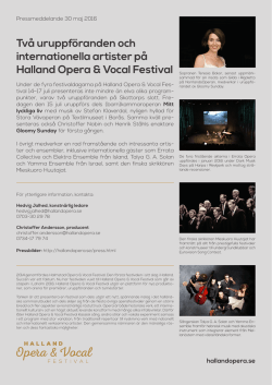 Pressmeddelande 30 maj Halland Opera & Vocal