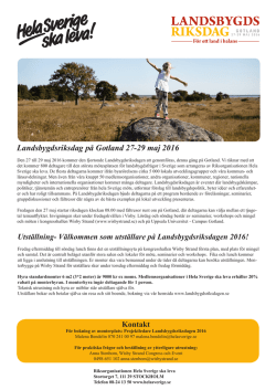 Landsbygdsriksdag på Gotland 27-29 maj 2016