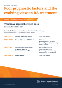 Poor prognostic factors and the evolving view on RA treatment