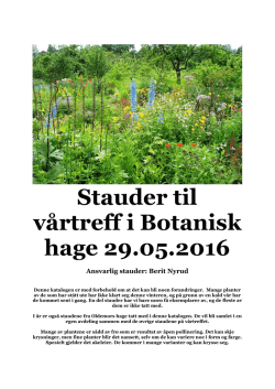 Stauder til vårtreff i Botanisk hage 29.05.2016