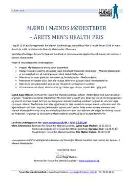 mænd i mænds mødesteder - Selskab for Mænds Sundhed