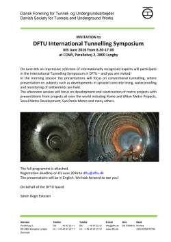 DFTU Tunnel Symposium 6 June 2016