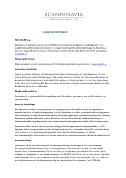 Rådgivarinformation - Scandinavia Försäkringsmäklare AB