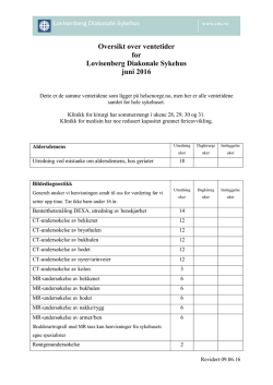 Oversikt over ventetider for Lovisenberg Diakonale Sykehus juni 2016