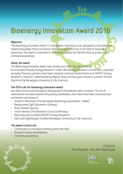The Bioenergy Innovation Award 2016