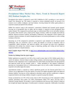 Precipitated Silica Market Size, Share, Trend & Research Report 2022 Radiant Insights, Inc