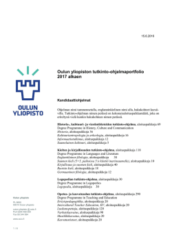 Oulun yliopiston tutkinto-ohjelmaportfolio 2017 alkaen