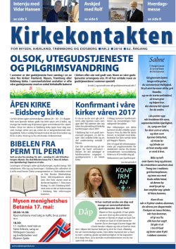 "Kirkekontakten" nr 2 2016 her. - Eidsberg kirkelige