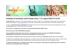 Invitasjon til workshops under Energy Camp, 7.