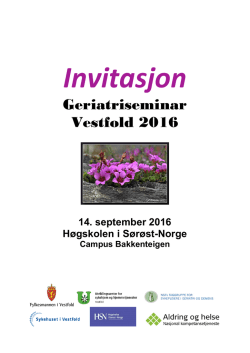 Invitasjon Geriatriseminar Vestfold 2016