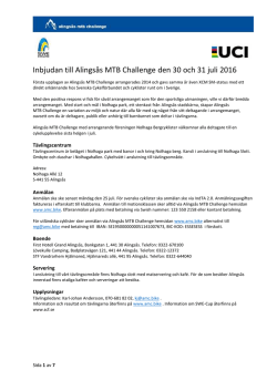 Tävlingsinbjudan - Alingsås Mountainbike Challenge