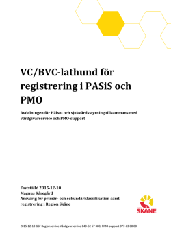 VC/BVC-lathund för registrering i PASiS och PMO