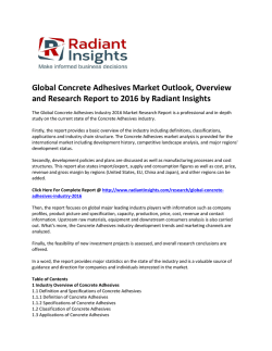 Global Concrete Adhesives Market Analysis and Outlook, Research Report to 2016