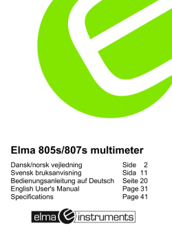 Elma 805s/807s multimeter