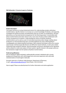 PhD fellowship 2. Structural aspects of hydrates Project description