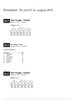 Rutetabell B22 18. juni til 14. august 2016