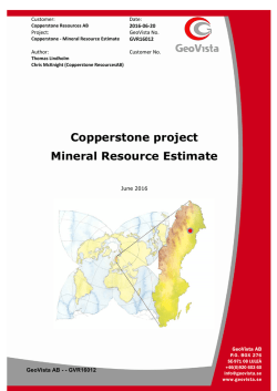 Copperstone project Mineral Resource Estimate
