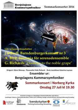 Konsertaffisch Norberg Kyrka 27/7
