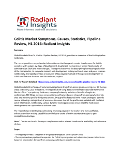 Colitis Market Treatment, Size, Share, Pipeline Review, H1 2016: Radiant Insights