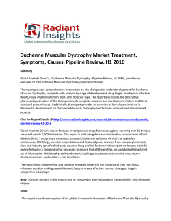 Duchenne Muscular Dystrophy Market Treatment, Symptoms, Pipeline Review, H1 2016