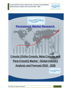 Cresols (Ortho-Cresols, Meta-Cresols, and Para-Cresols) Market : Global Industry Analysis and Forecast 2016 - 2026