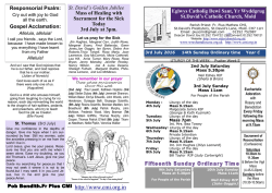 14th Sunday Ordinary Time C  3rd July 2016
