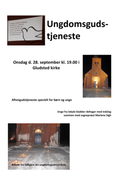 Ungdomsgudstjeneste i Gludsted 28 september kl.19.00