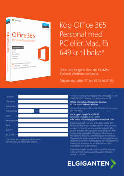 Köp Office 365 Personal med PC eller Mac, få 649 kr tillbaka*