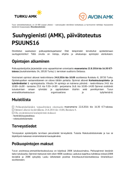 Suuhygienisti (AMK), päivätoteutus PSUUNS16
