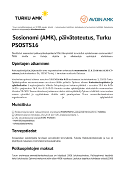 Sosionomi (AMK), päivätoteutus, Turku PSOSTS16