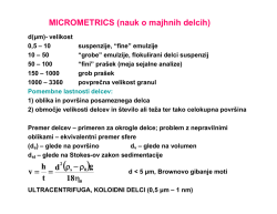 MICROMETRICS (nauk o majhnih delcih)