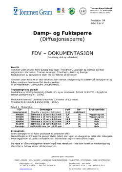 Damp- og Fuktsperre (Diffusjonssperre) FDV