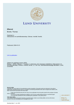 Efterord Brante, Thomas - Lund University Publications