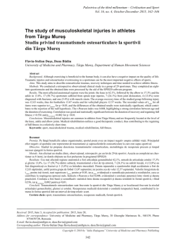 The study of musculoskeletal injuries in athletes from T&acirc;rgu Mureș