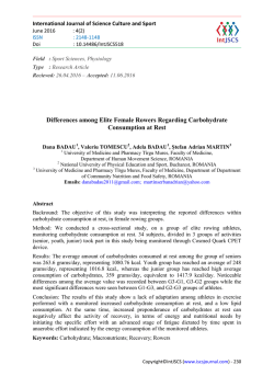 Differences among Elite Female Rowers Regarding Carbohydrate Consumption at Rest