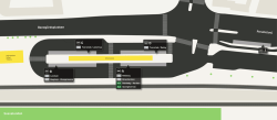 Kort over bussernes placering p&aring; Hj&oslash;rring busterminal