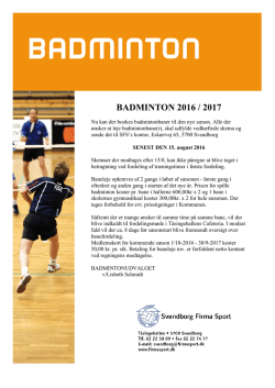 badminton 2016 / 2017 - Svendborg Firma Sport