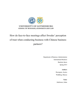 How do face-to-face meetings affect Swedes` perception of trust