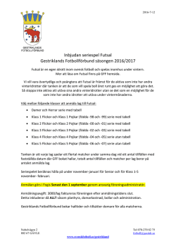 Inbjudan seriespel Futsal Gestriklands Fotbollförbund
