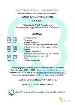 24.9. ohjelma - Suomen Reumaliitto ry