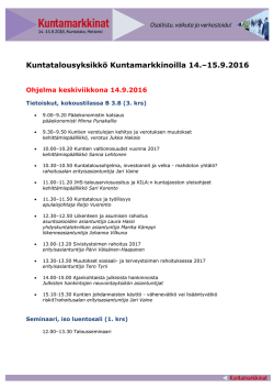 Kuntatalousyksikön ohjelma Kuntamarkkinoilla 2016