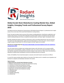 Global Acrylic Resin Waterborne Coating Market Share, Global Insights, Analysis and Professional Survey Report 2016