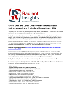 Global Grain and Cereal Crop Protection Market Share, Size, Global Insights, Emerging Trends and Growth, Analysis and Professional Survey Report 2016