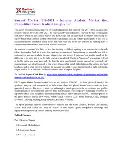 Sunroof Market 2016-2021 - Industry Analysis, Market Size, Competitive Trends Radiant Insights, Inc