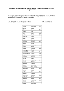 Folgende Schülerinnen und Schüler werden in die erste