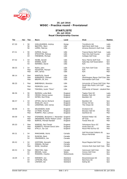 WDGC - Practice round - Provisional STARTLISTE