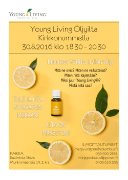 Young Living Öljyilta Kirkkonummella 30.8.2016 klo 18.30