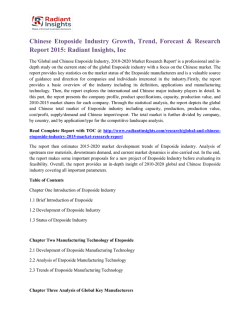 Chinese Etoposide Industry Growth, Trend, Forecast & Research Report 2015 Radiant Insights, Inc